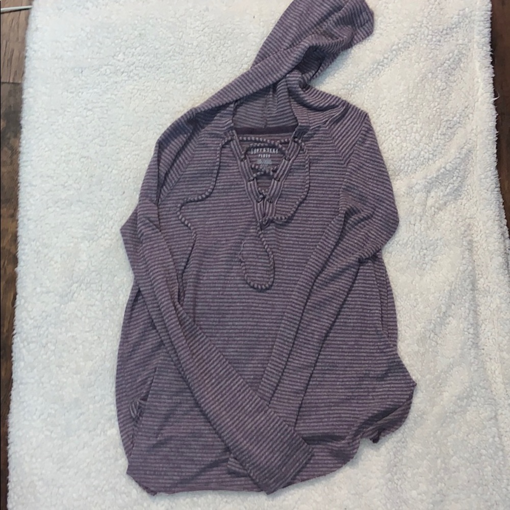 American Eagle Purple Stripped Hoodie